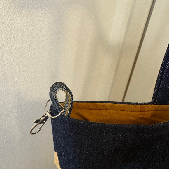 Handmade Blue Jean Tote Bag with front colorful pockets Boho Colorful - Picture 5 of 5